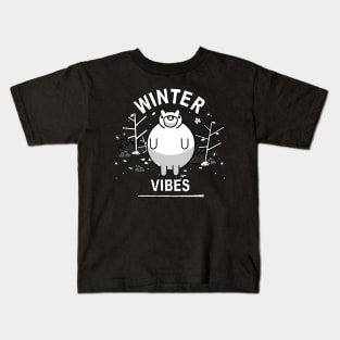 Winter Vibes Bear Love- Winter Walk Season Kids T-Shirt